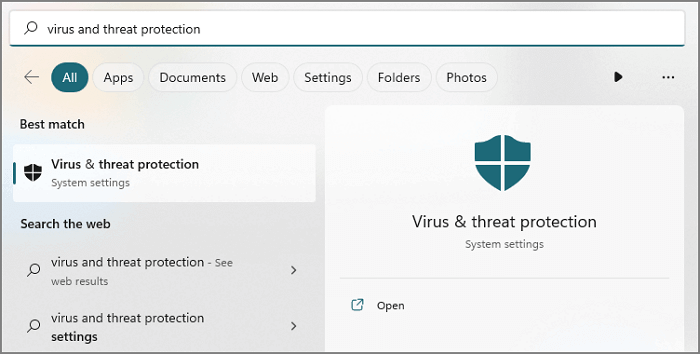open virus and threat protection