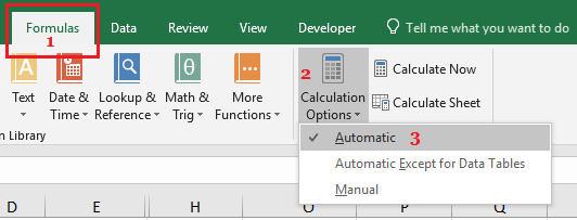 excel automatic calculation