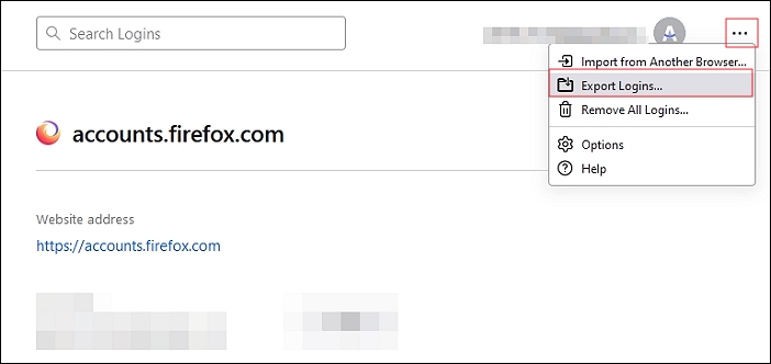 export login firefox