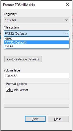 format usb fat32