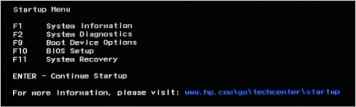BIOS startup menu
