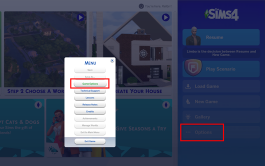choose game options