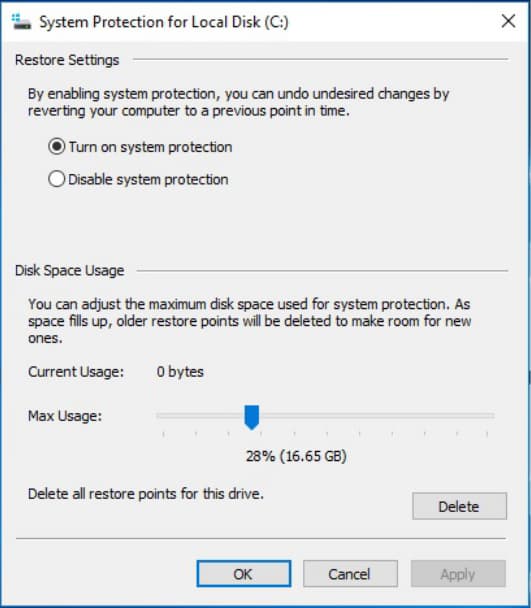 recover missing system restore points