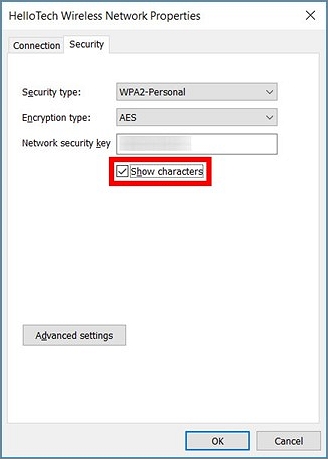 network security key of Wi-Fi on windows