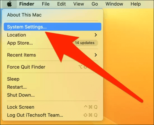 Apple logo in the menu bar