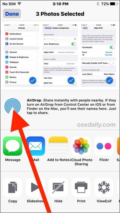 use airdrop to transfer photos