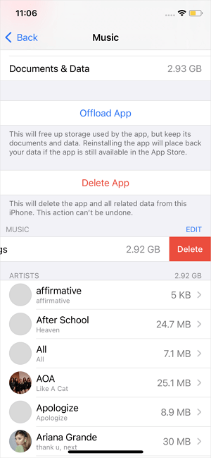 How to delete songs from iPod via the Settings app