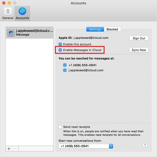 Enable Messages on iCloud Mac