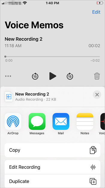 How to send a voice memo from iPhone using AirDrop