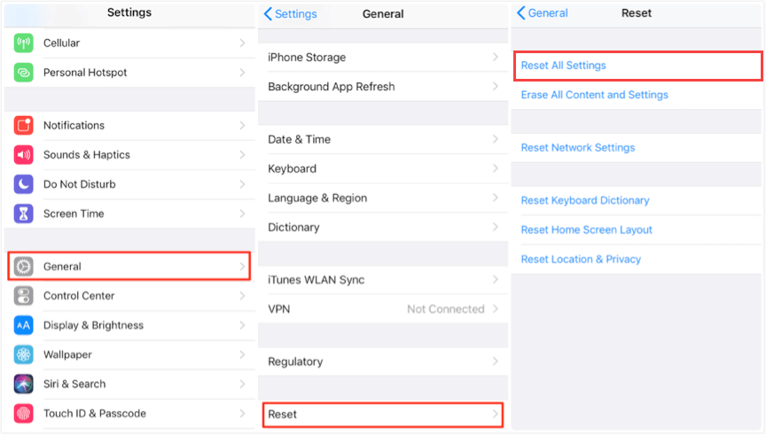 Reset settings on your iPhone