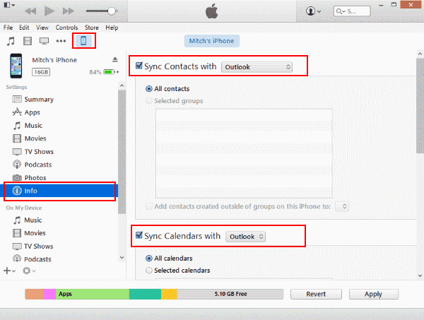 Export iPhone contacts with iTunes