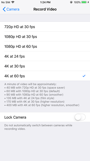 How to take 1080p or 4K videos on iPhone