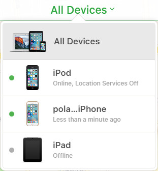 Reset iPod to factory settings via iCloud website