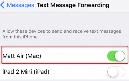 Allow Mac to send and receive messages