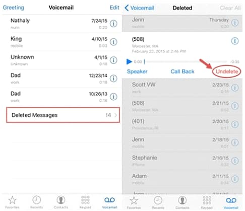 Recover voicemail from iPhone
