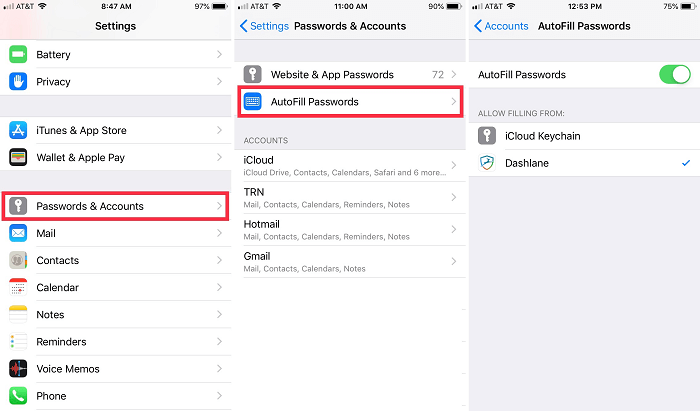 Activate AutoFill feature on iPhone