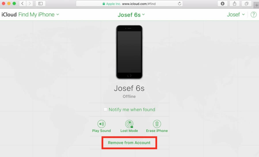 Remove your device from iCloud account