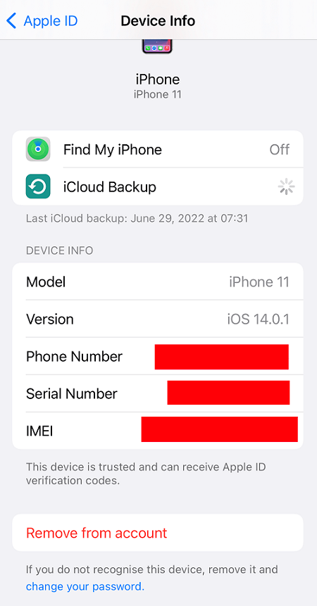 Remove from Account - iPhone