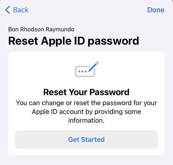 Reset Apple ID password via Apple Support App