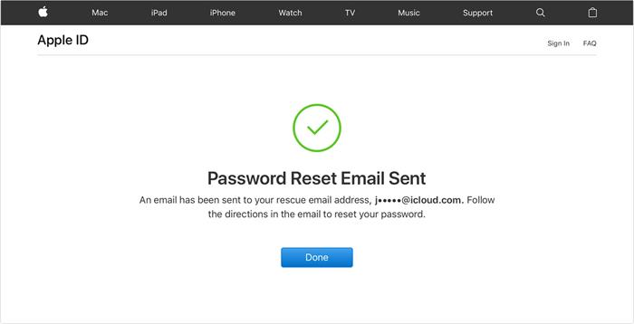 Reset Apple ID password via Email