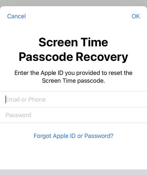 Reset Screen Time passcode