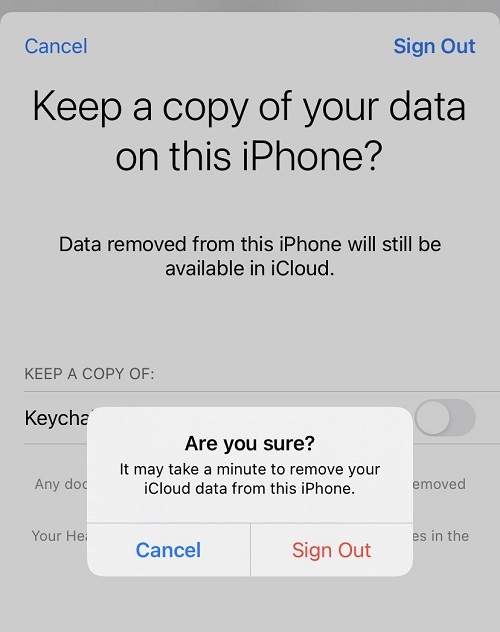 Sign out Apple ID