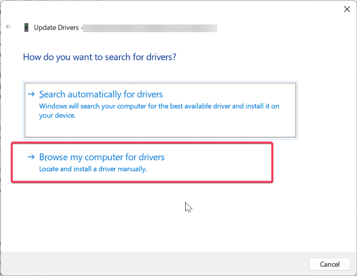 Select Browse my computer for driver software