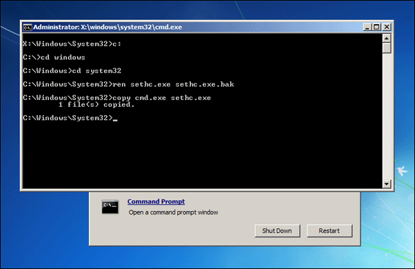 cmd password reset