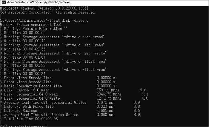 Check disk speed command