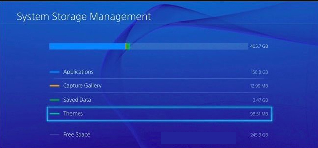 check the ps4 storage status