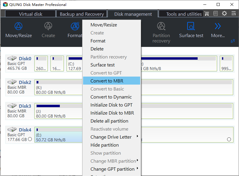 convert GPT to MBR