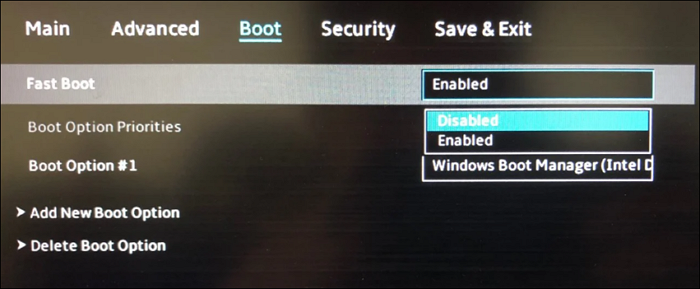 disable fast boot