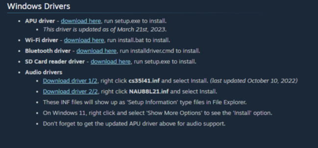 download steam deck driver