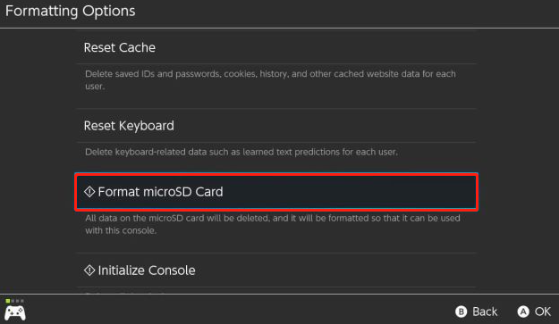 nintendo ask formatting sd card