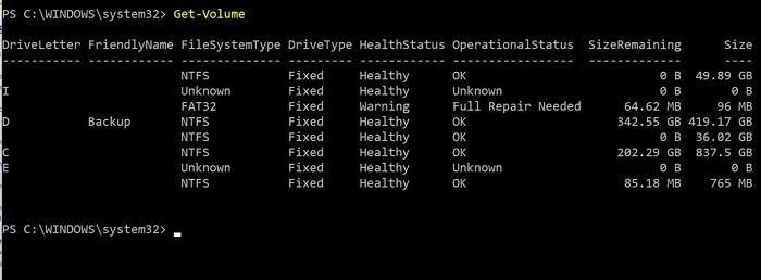 get volume command