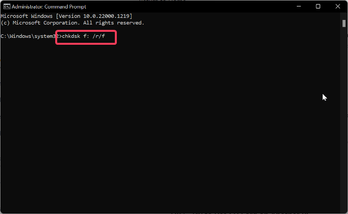 Type the command