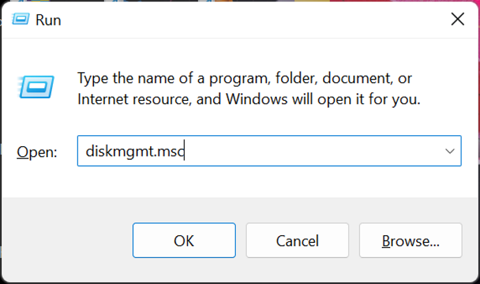 open the Disk Management