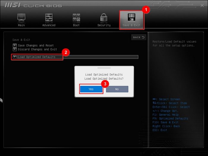 set msi to default bios
