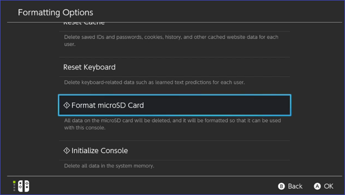 forma microsd card.