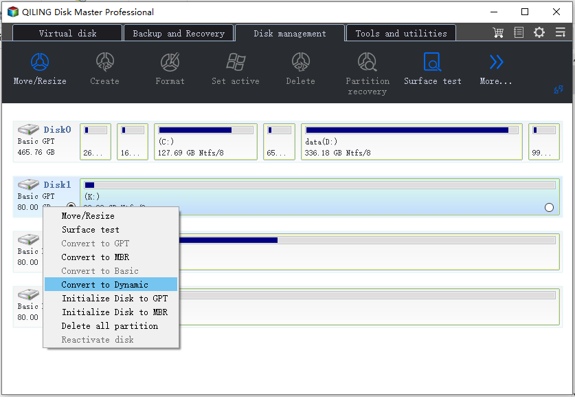 convert the second disk into dynamic