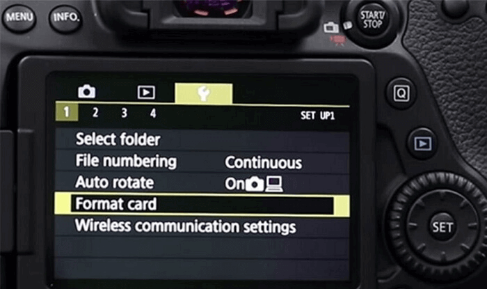 format sd card in camera