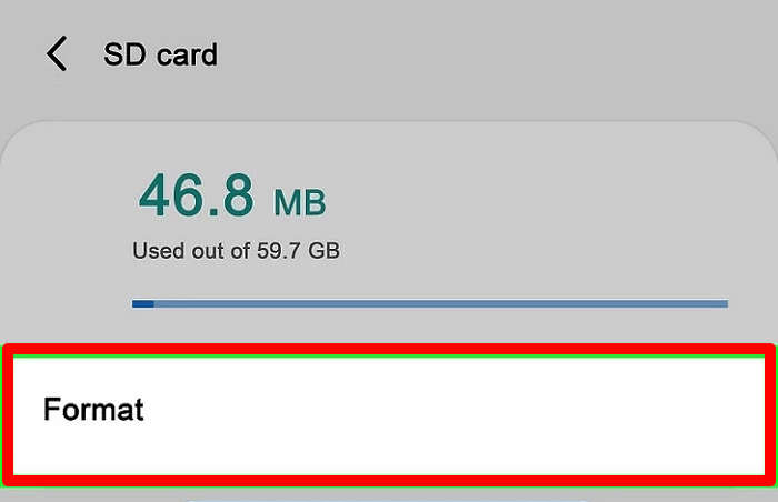 format SD card for storing files