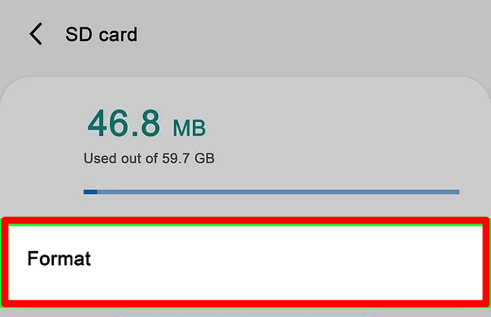 foramt SD card on phone