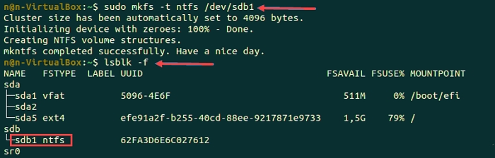 format ntfs partition