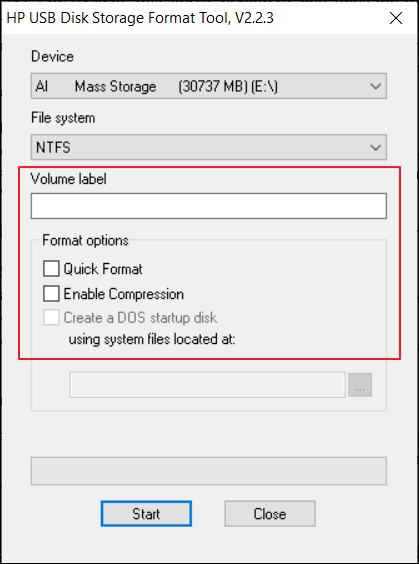HP USB disk storage format tool