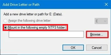 mount in the following empty NTFS folder