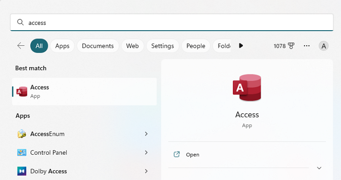 Open Access in Windows