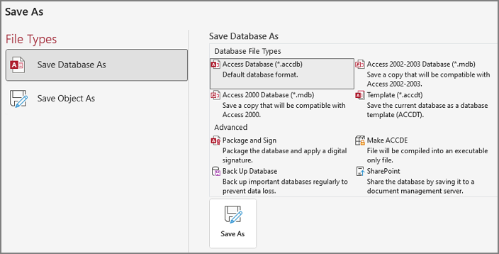 Save Access Database