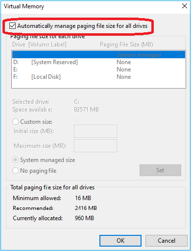 Uncheck the given box to remove the virtual partition