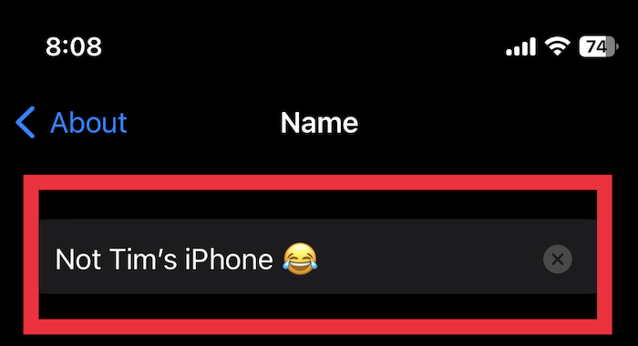 Changing the name of the iPhone
